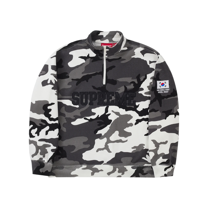Supreme Seoul Shop Flag Half Zip Pullover Snow Camo