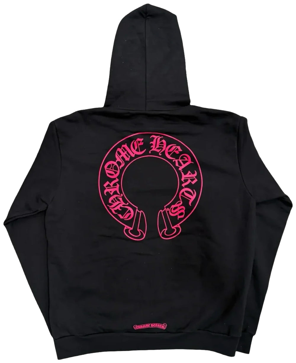 Chrome Hearts 'Pink Horseshoe' Floral Zip Up Hoodie