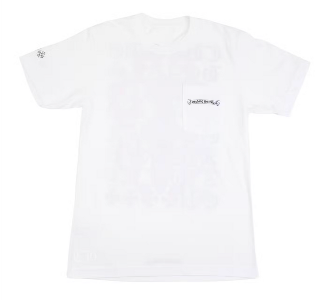 Chrome Hearts 'Pink Dagger' Scroll Logo Tee White