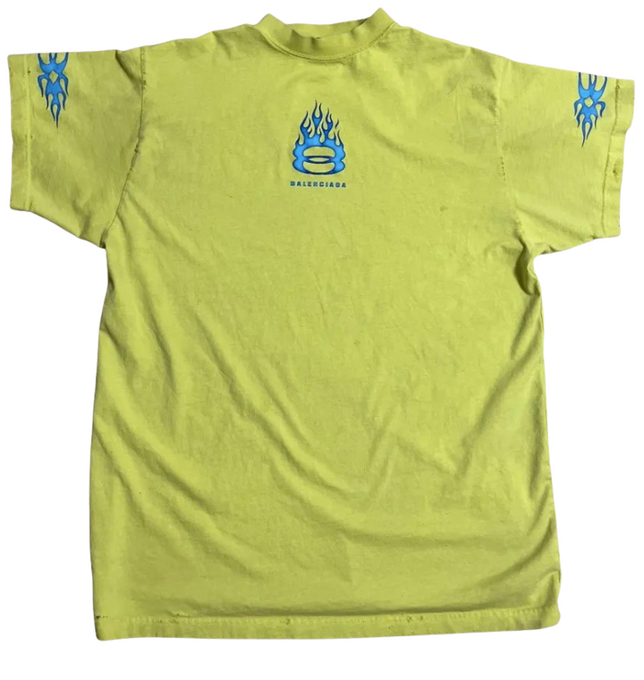 Balenciaga 'Burning Unity' Yellow/Blue Destroyed Tee