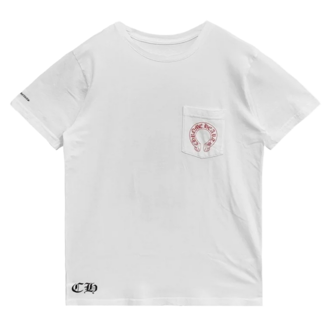 Chrome Hearts 'Red Horseshoe Logo' White Pocket Tee