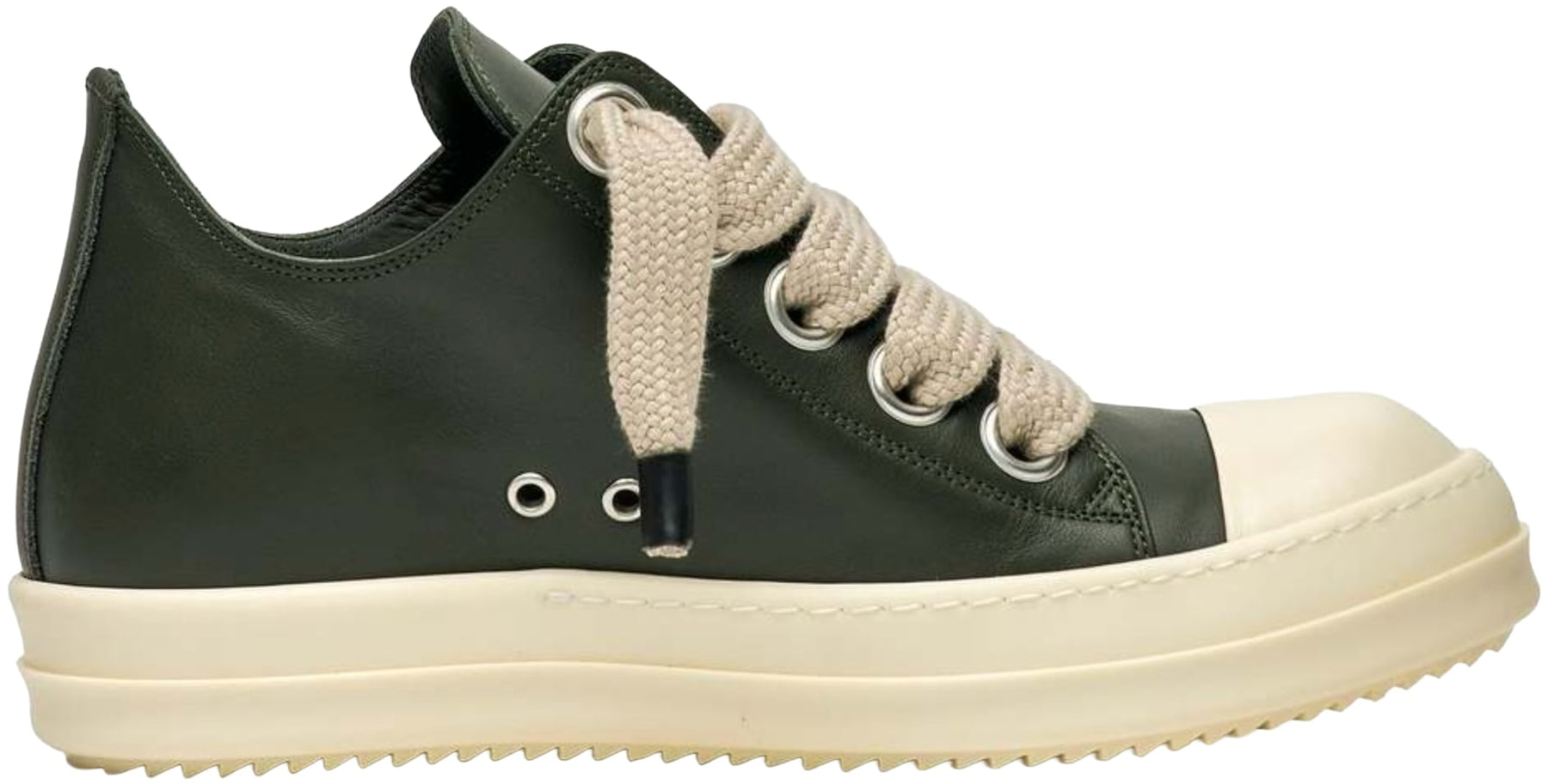 Rick Owens リックオウエンスオリーブグリーントップ Rick Owens Leather Jumbo Lace Low 'Forest Green' Sneaks – Showroom LA
