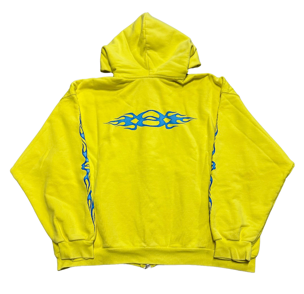 Balenciaga 'Burning Unity' Yellow/Blue Destroyed Zip Up Jacket