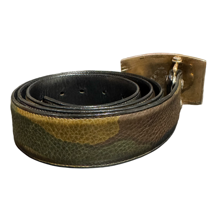 Chrome Hearts 'Fleur De Lis' Bronze Buckle Camo Belt
