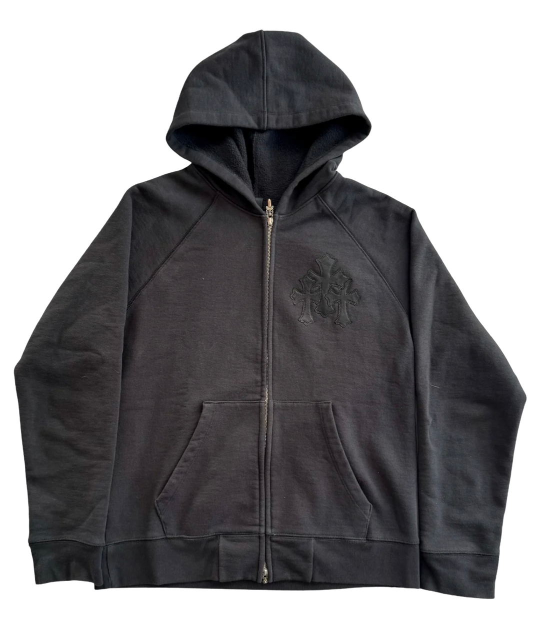 Chrome Hearts '3 Patch' Black Zip Up Hoodie