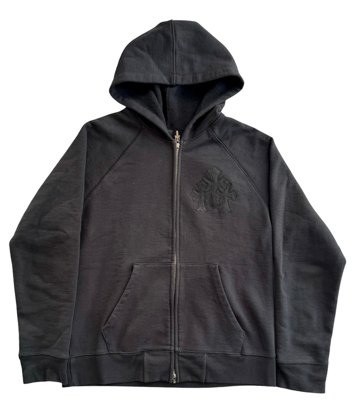 Chrome Hearts 'Paper Jam' Black Zip Up Hoodie