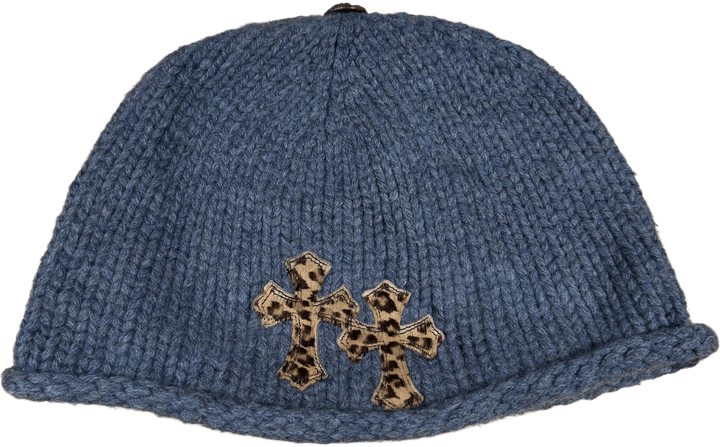 Chrome Hearts 'Cheetah Patch' Blue Knit Beanie