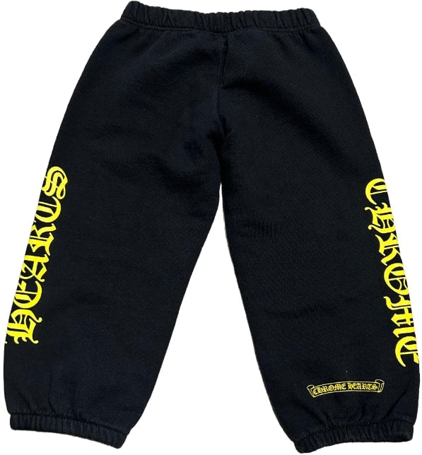 Chrome Hearts Kids 'Black/Yellow' Scroll Logo Sweatpants