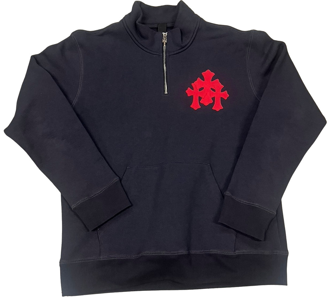 Chrome Hearts 'Triple Red Cross Paper Jam' Navy Quarter Zip