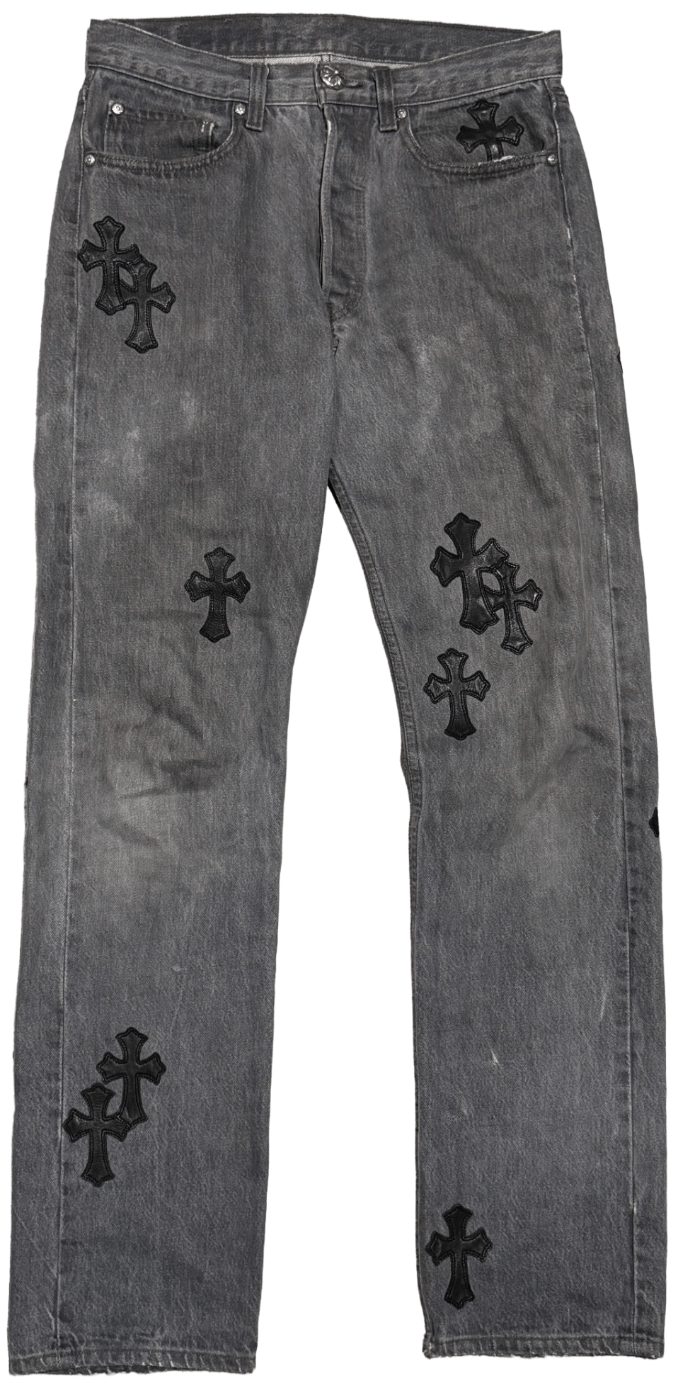 Chrome Hearts '20 Patch' Faded Black Jeans