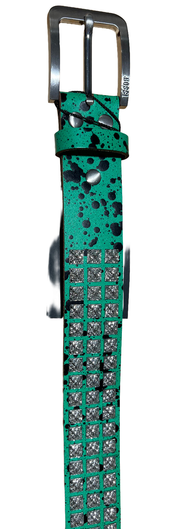 Bossi 'Silver on Green Paint' Studded Belt