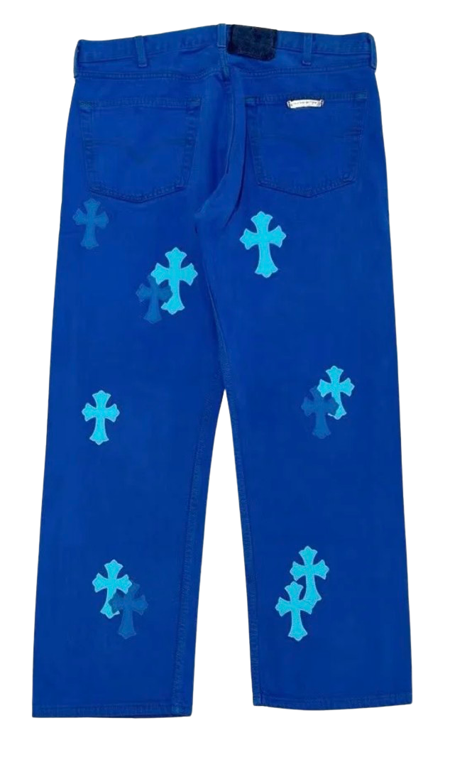 Chrome Hearts 'London Exclusive Blue Cross Patch' Jeans