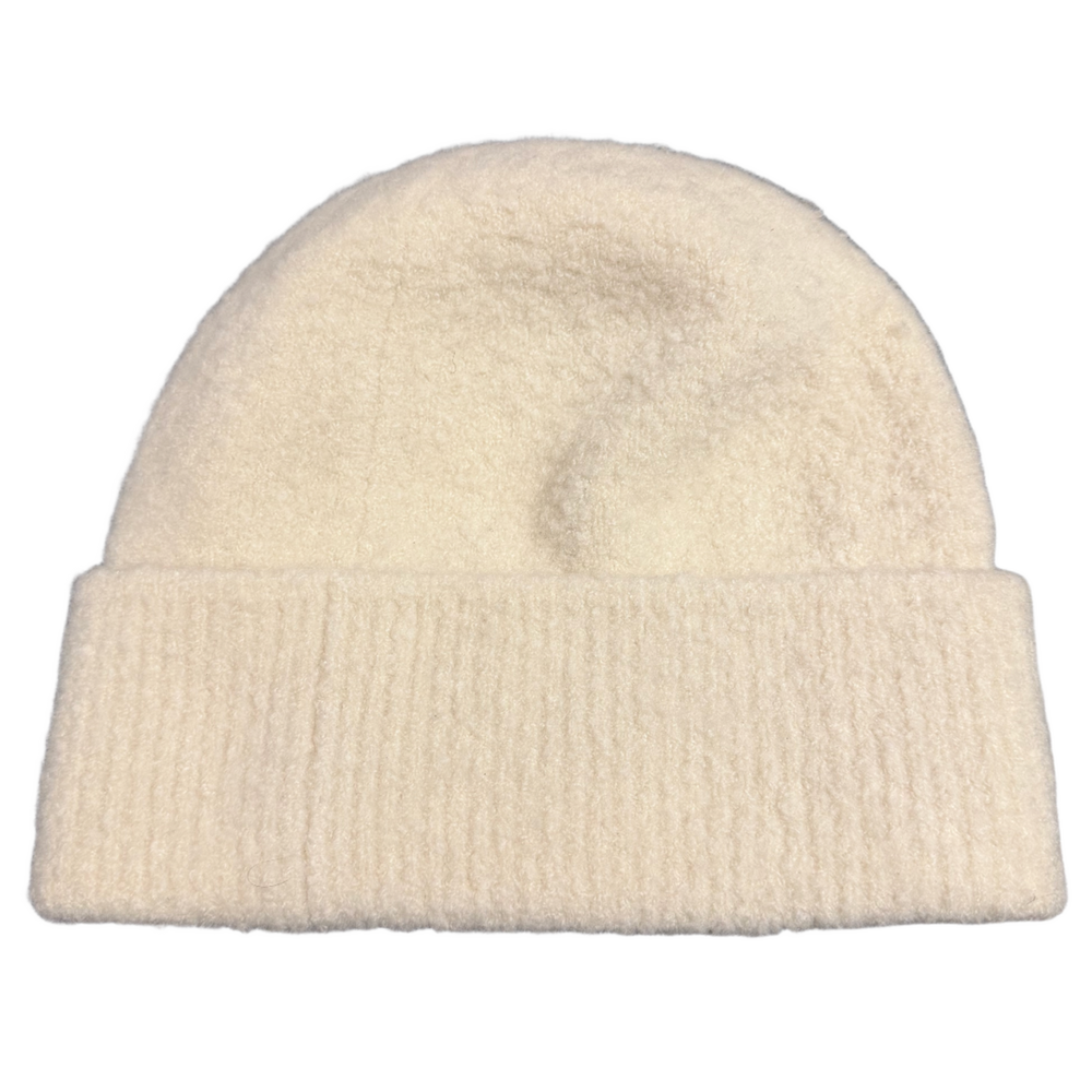 Chanel 'Ivory Cashmere' Silk Knit Logo Beanie
