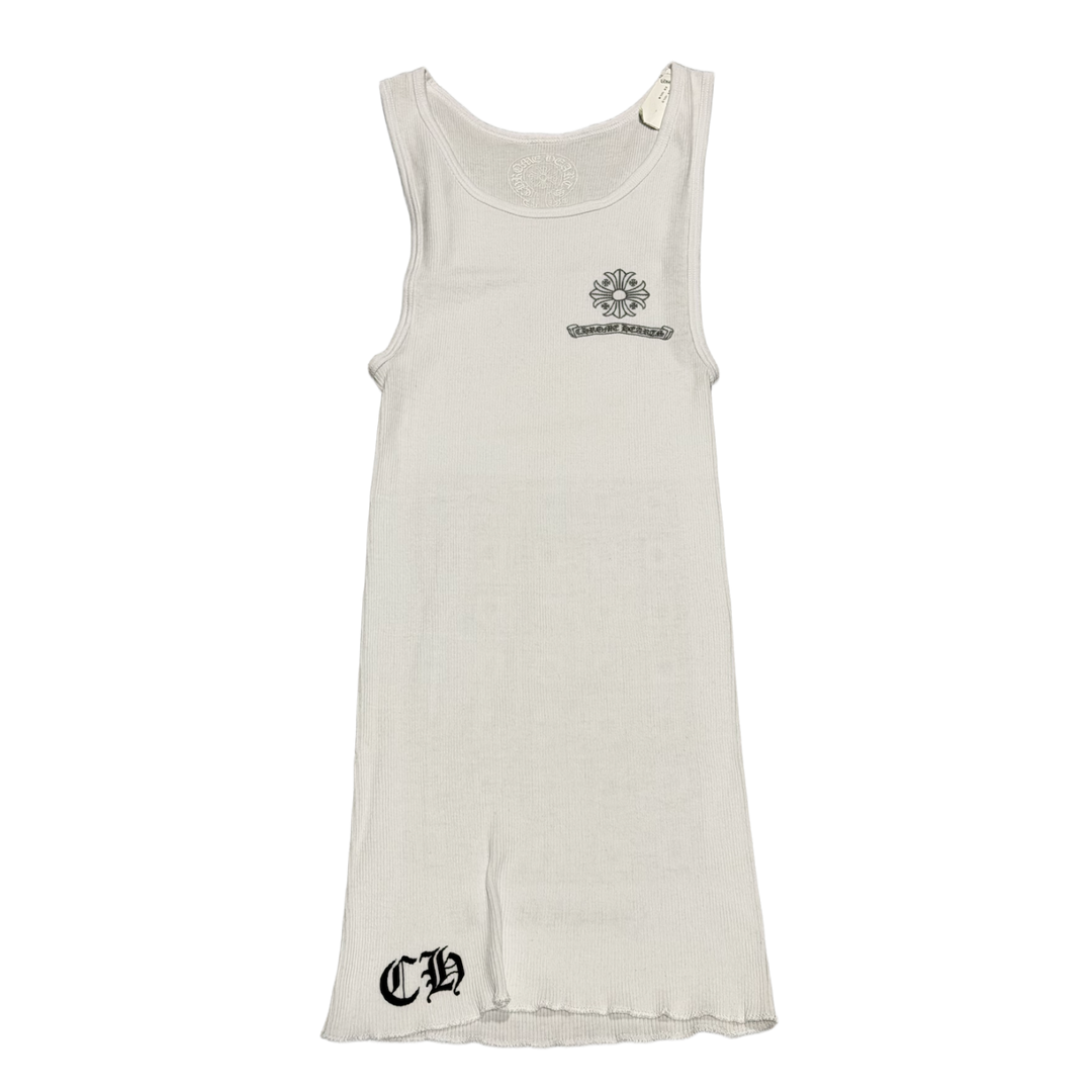 Chrome Hearts 'Silver Plus Cross' White Tank Top