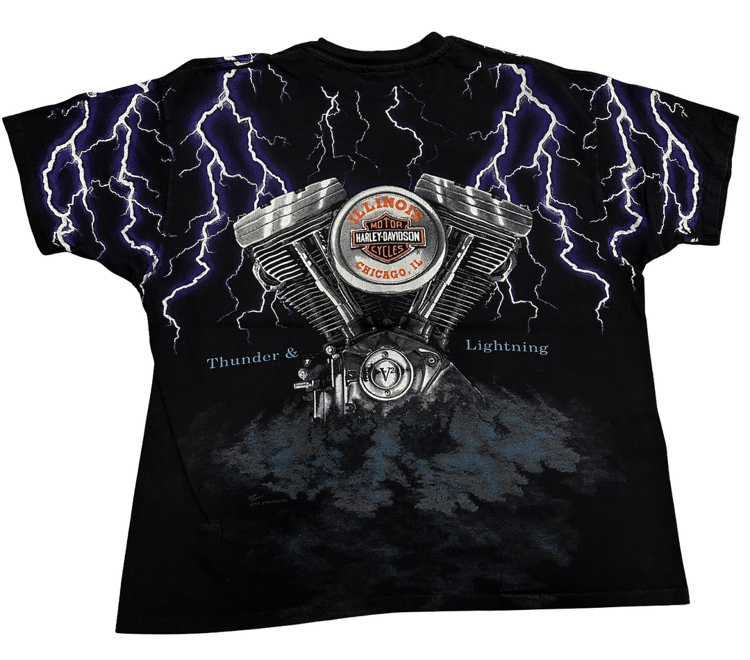 Harley Davidson 'Thunder & Lightning Chicago,IL' Vintage Tee