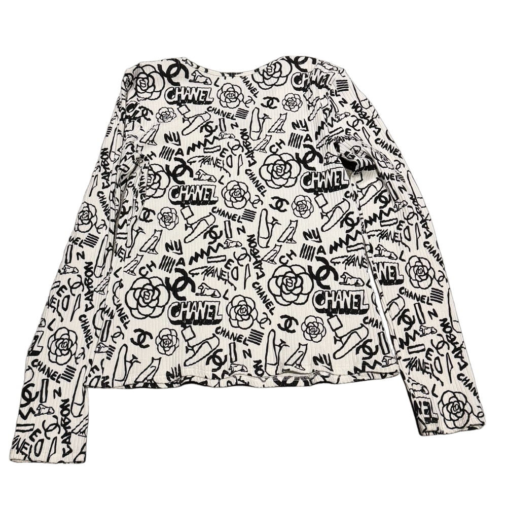 Chanel 'Graffiti' Ribbed  White Longsleeve