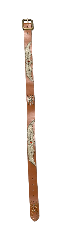 Studded 'Tan Scale Spider Gem' Brown Belt