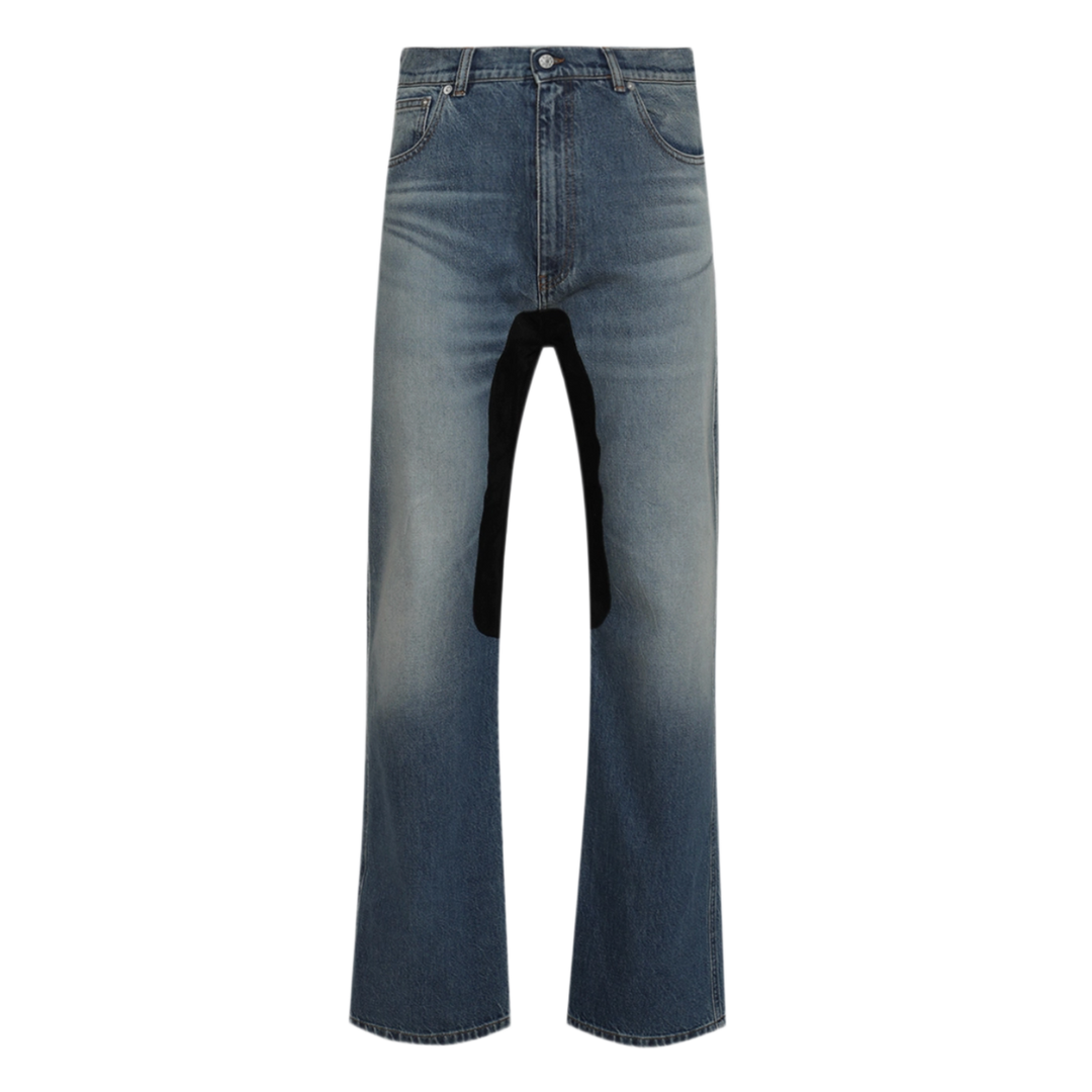 Marking Distance 'Washed Blue' Saddle Jeans