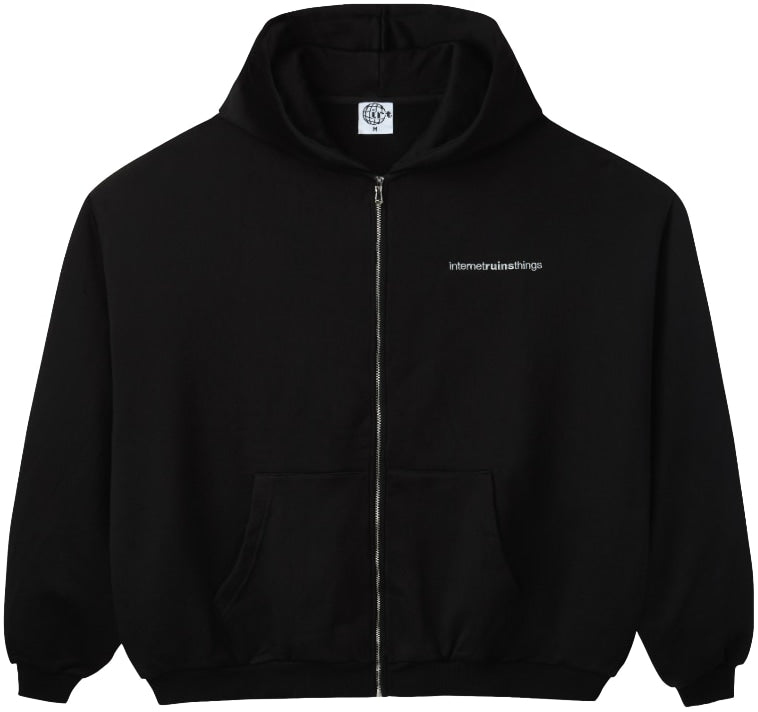 Internet Ruins Things 'Crystal Globe' Zip Up Hoodie Black