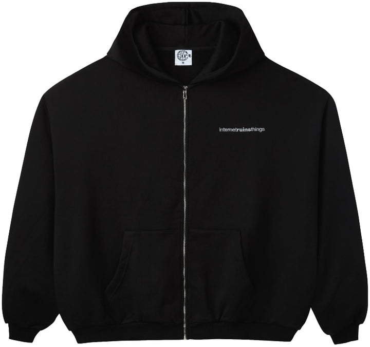 Internet Ruins Things 'Crystal Globe' Zip Up Hoodie Black