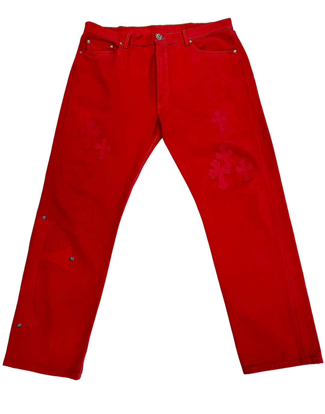 Chrome Hearts '18 Patch' Red Jeans