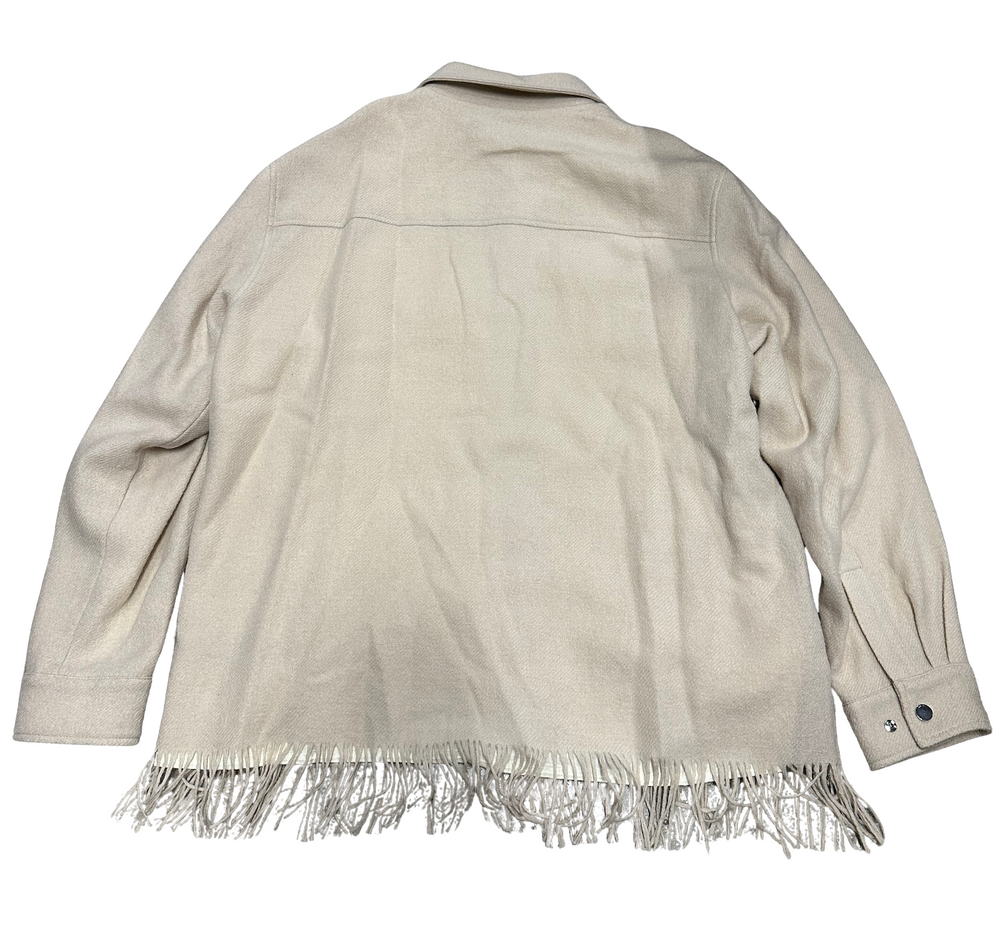 Amiri 'Alabaster' Button Fringe Padded Cream Overshirt