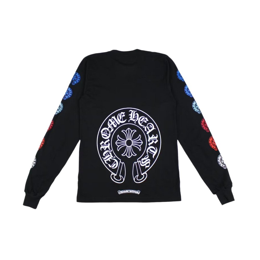 Chrome Hearts 'Multi Color Horse Shoe' Black Longsleeve Shirt