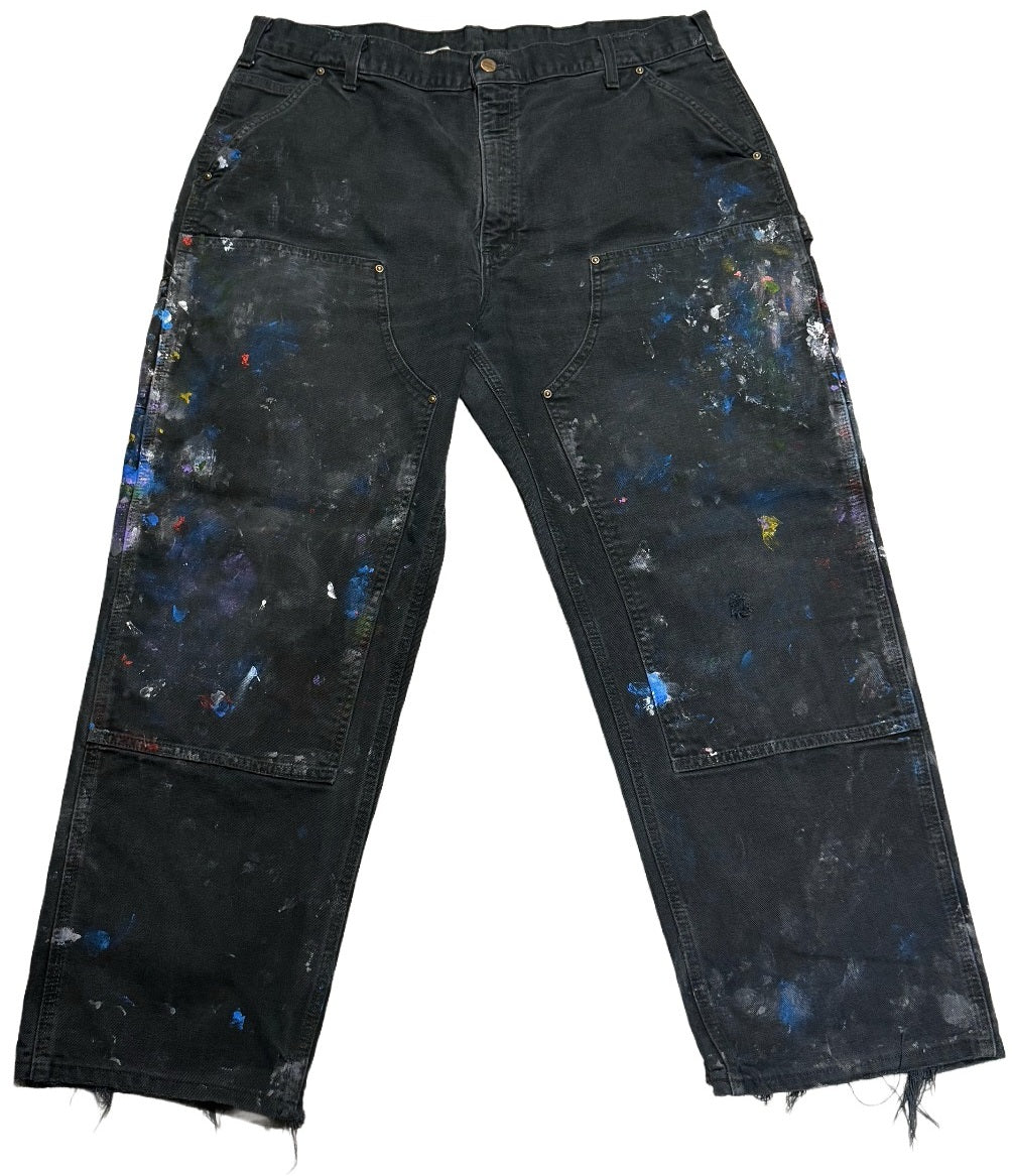 Carhartt 'Multicolor Paint' Double Knee Vintage Black Work Pants