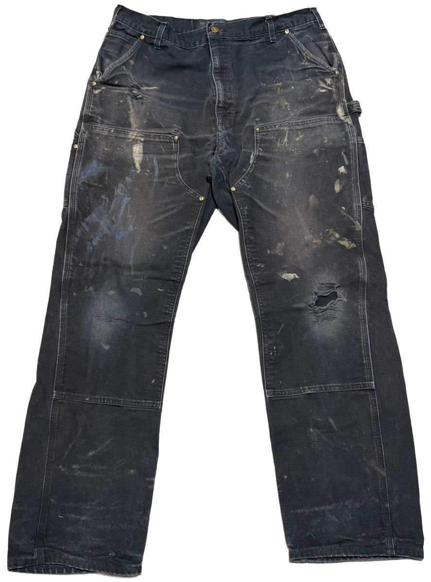 Carhartt 'Black Paint' Distressed Double Knee Vintage Work Pants