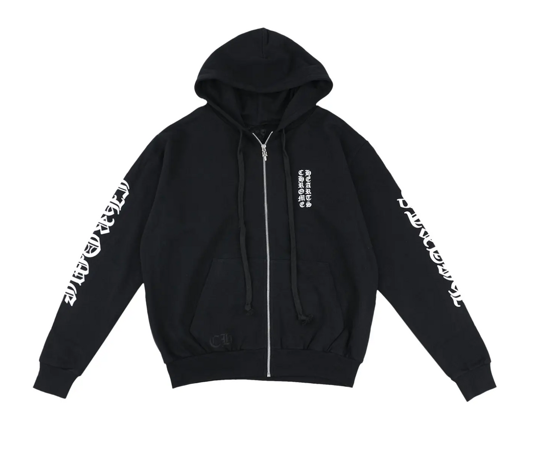 Chrome Hearts 'Vertical Logo' Zip Up Hoodie