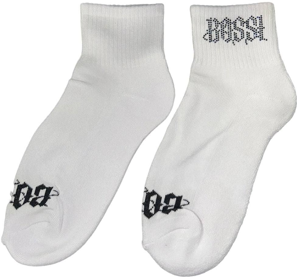 Bossi 'Dark Blue Logo' Rhinestone Socks