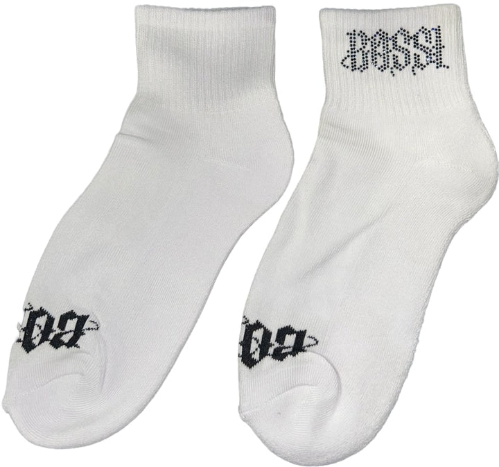 Bossi 'Dark Blue Logo' Rhinestone Socks