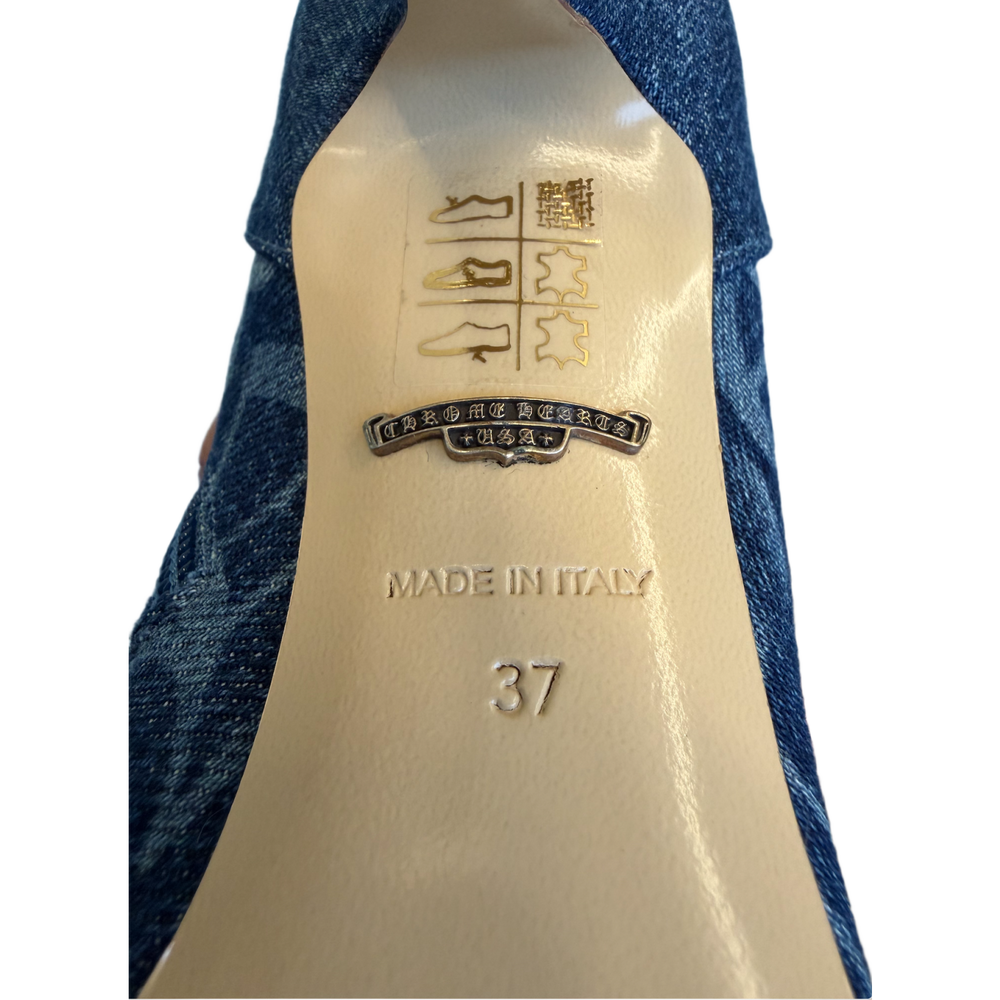 Chrome Hearts 'Denim Monogram' Lace Up Knee Boots