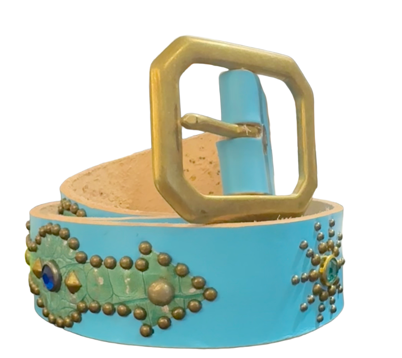 Studded 'Sun Studded Gem' Baby Blue Belt