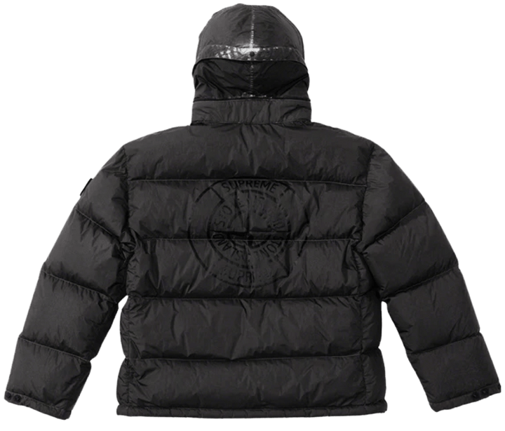 Supreme Stone Island Painted Camo Crinkle Down Jacket Black