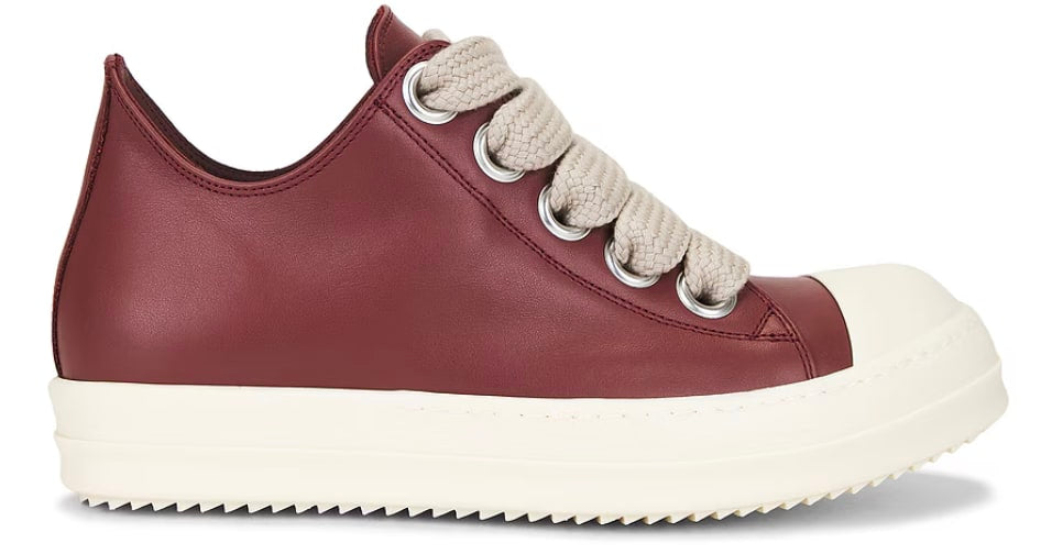 Rick Owens 'Rosewood/Milk' Jumbo Lace Low Sneakers