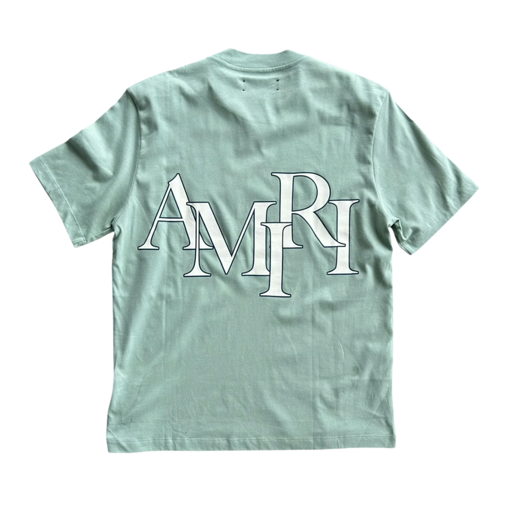 Amiri 'Staggered Logo' Green Tee