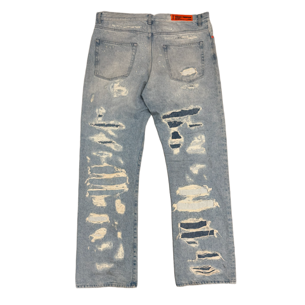 Heron Preston 'Heavily Distressed' Blue Jeans