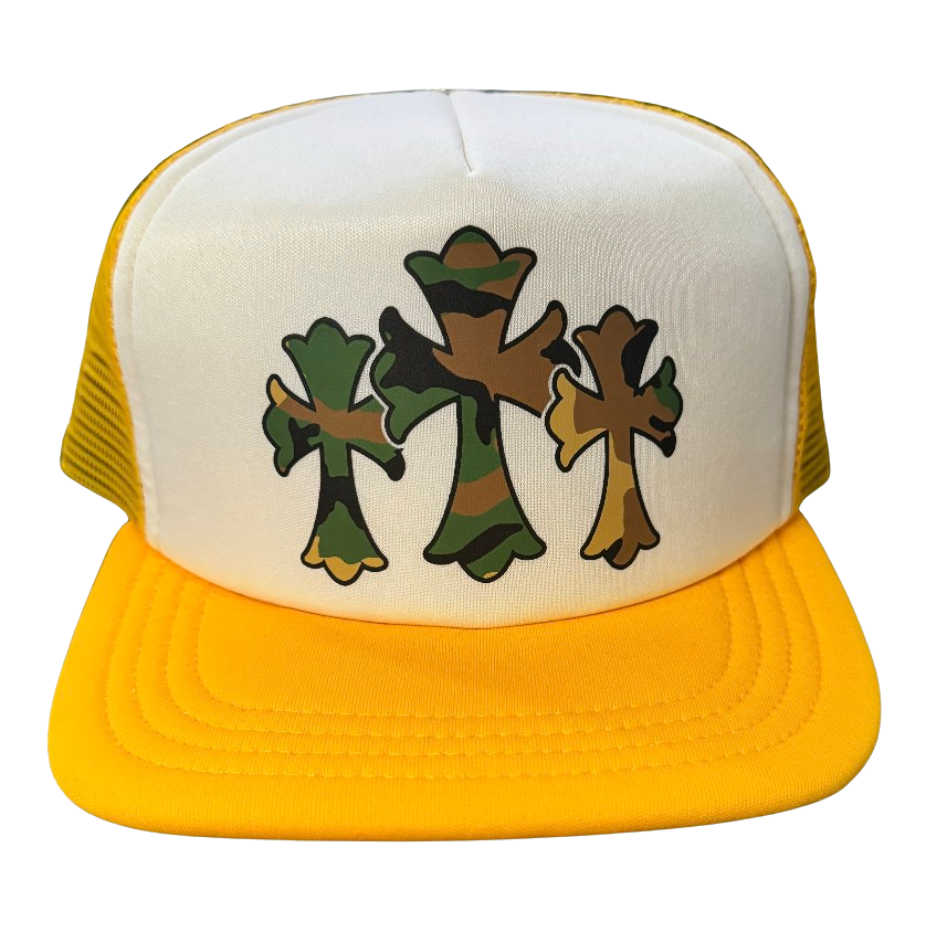 Chrome Hearts 'Camo Triple Cross' Yellow Trucker