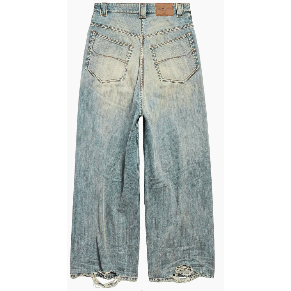 Balenciaga 'Red Embroidered Logo' Blue Denim Jeans