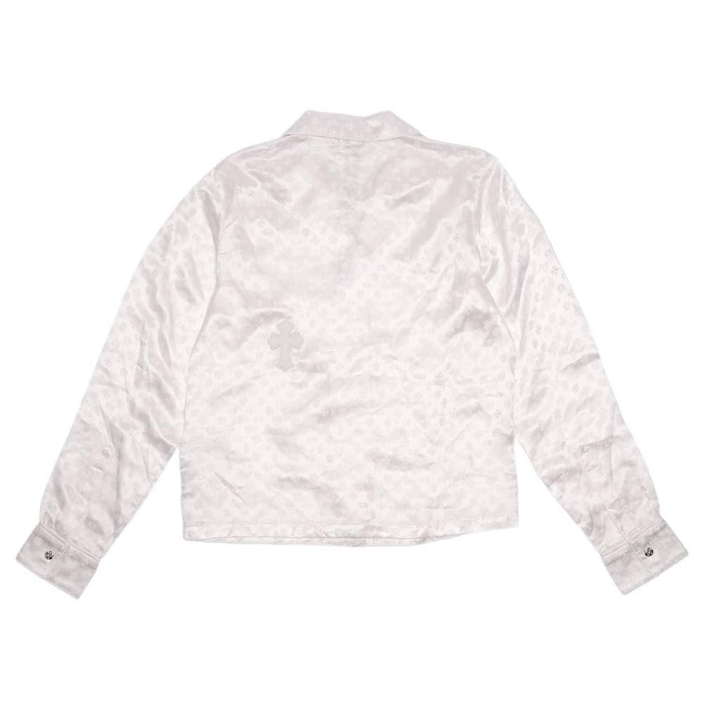 Chrome Hearts 'Cross Patch' White Tonal Monogram Silk Pajama Shirt