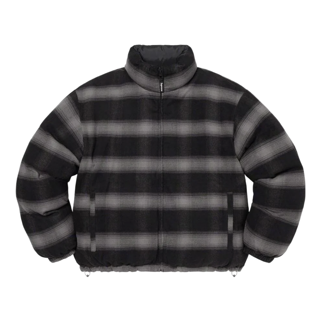 Supreme 'Black' Flannel Reversible Puffer Jacket