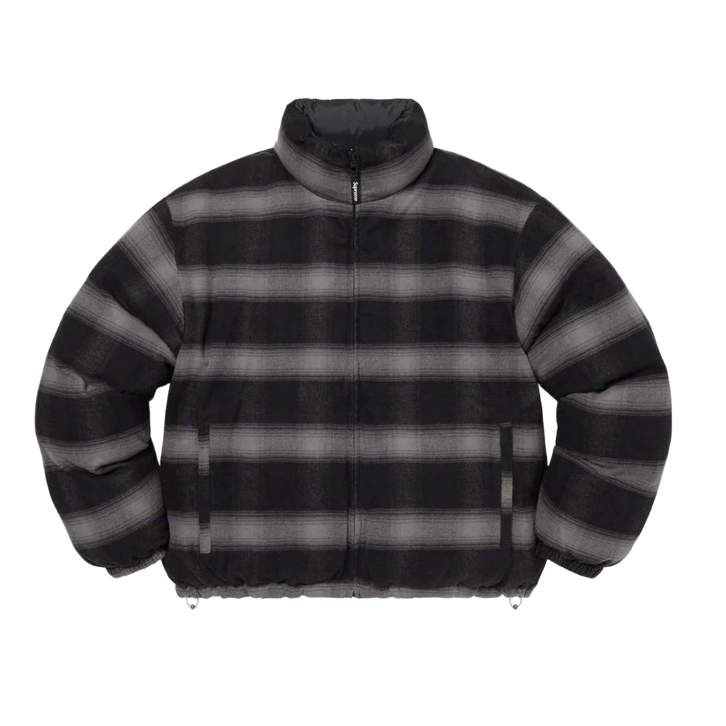 Supreme 'Black' Flannel Reversible Puffer Jacket – Showroom LA