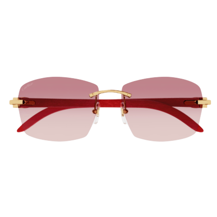 Cartier 'Red Tint' Red Wood Frame Glasses