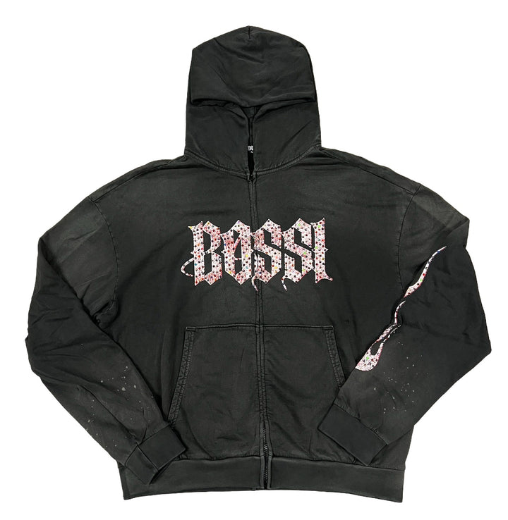Bossi 'White and Red Splat' Grey Zip-Up